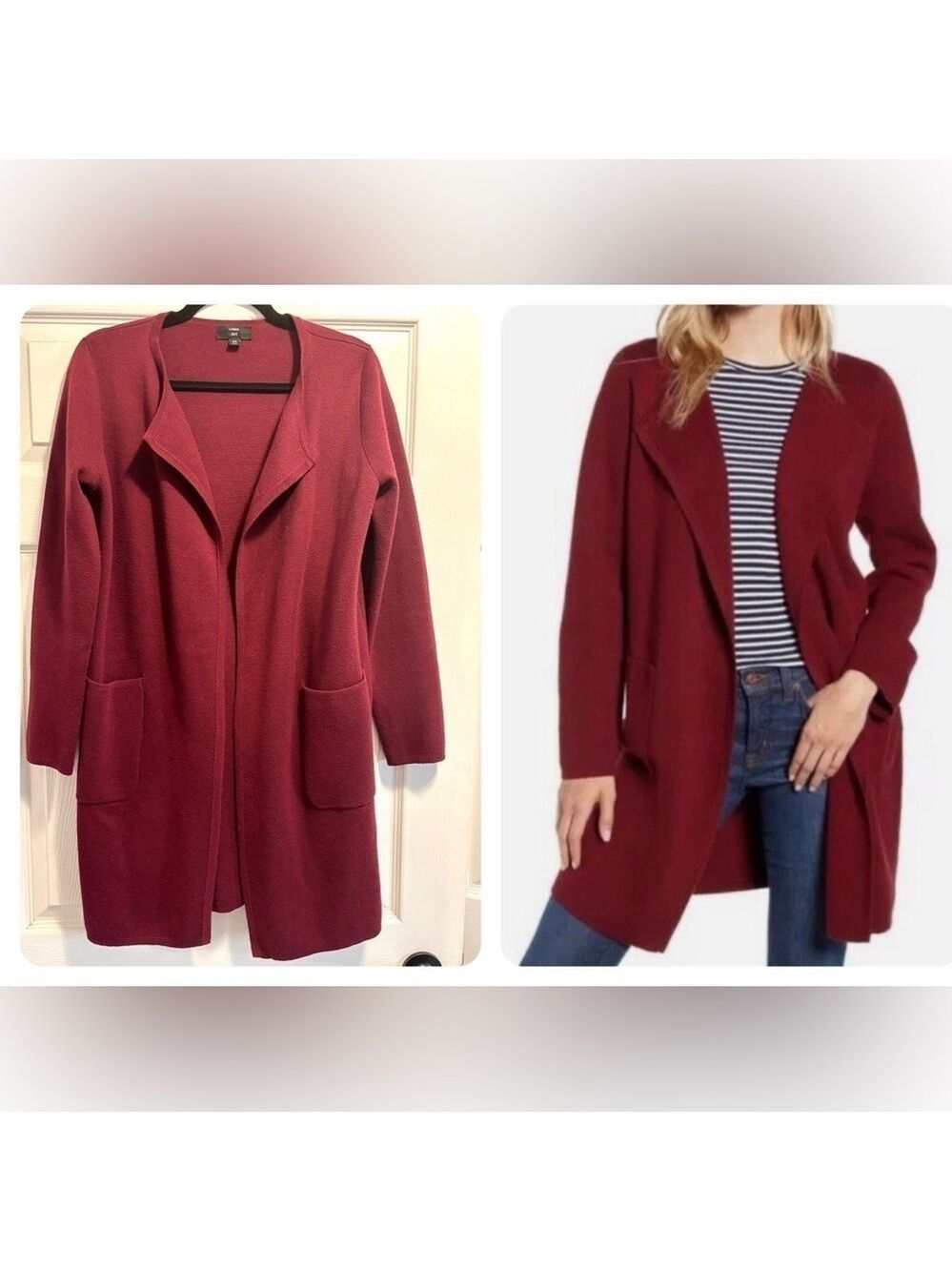 J. Crew Juliette Collarless Sweater
Blazer Cardigan Wool Blend Burgundy Size XS